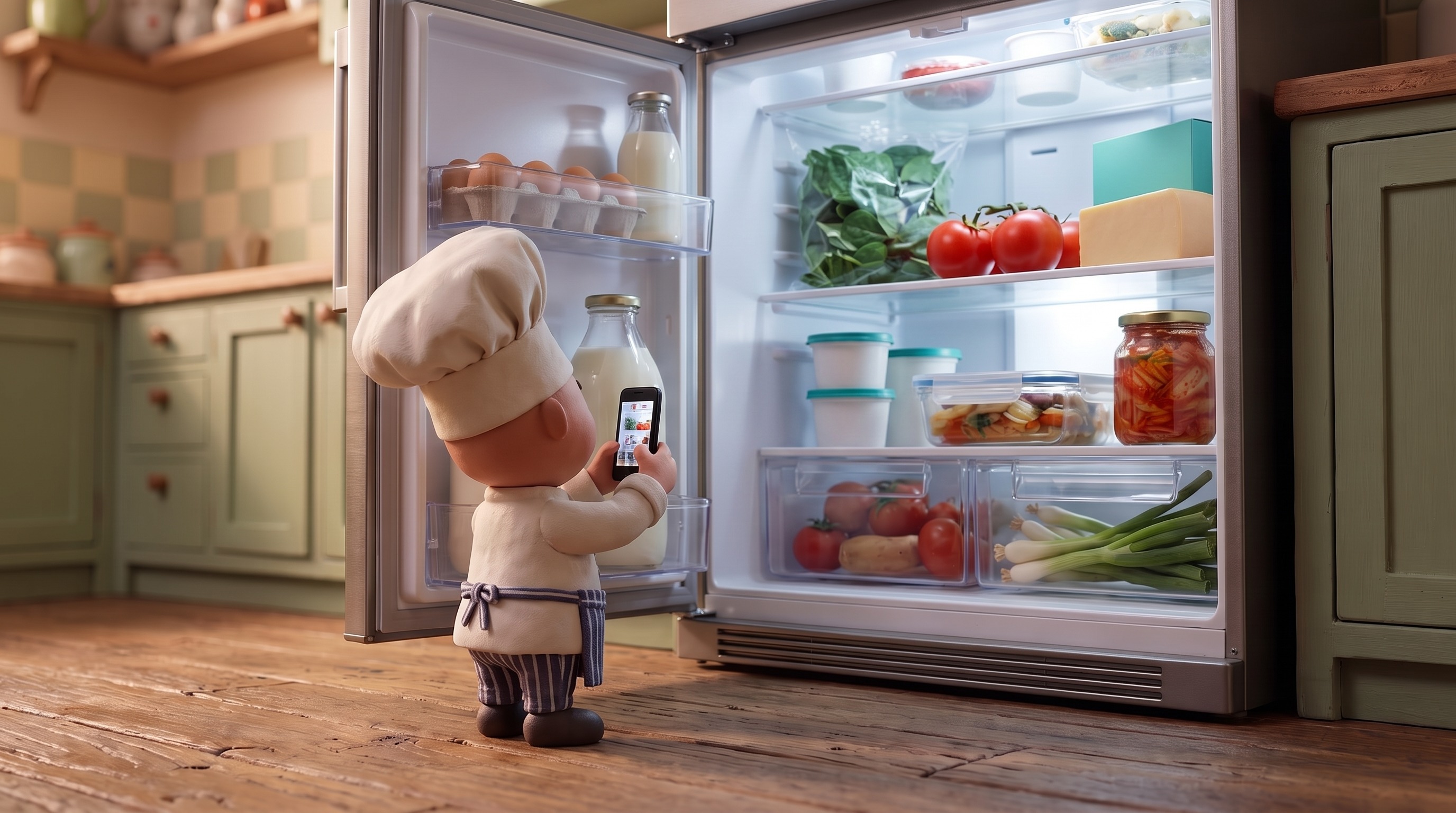 Chefy taking a photo of his open fridge