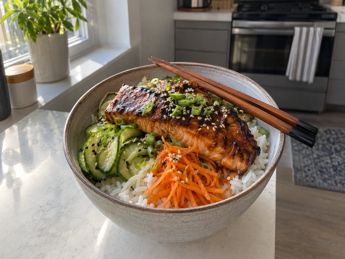 Teriyaki salmon bowl